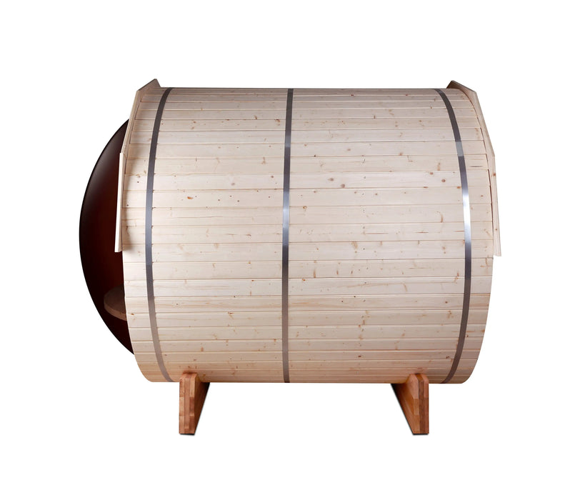 The North Star Hemlock/Cedar Sauna Outdoor Wooden Barrel Sauna With Panoramic Glass